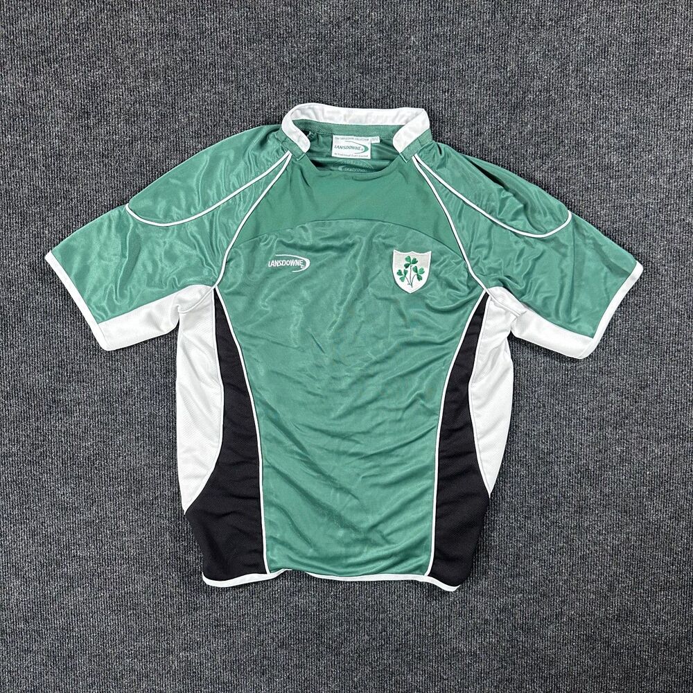 Vintage Landsdowne Ireland Rugby Jersey Green Shamrock Kids 11/12